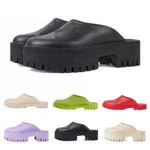 Diseñador de lujo para mujer Slide Mules Sandalias planas Zapatillas Chanclas de goma Blanco Negro Rosa Caqui Burdeos Mujeres Verano Zapatos al aire libre