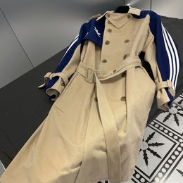 Gabardina de lujo de diseñador para mujer, chaqueta, abrigo, gabardina larga informal para mujer