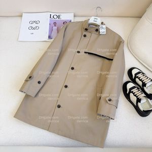 Gabardina de lujo de diseñador para mujer, chaqueta cortavientos con letras L clásicas, abrigo holgado, gabardina larga informal para mujer