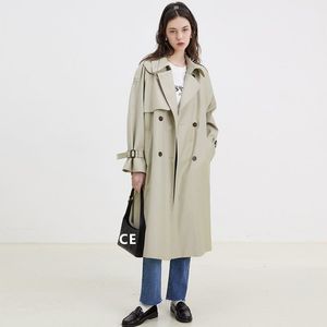 Designer luxe femmes trench-coat coupe-vent veste lâche ceinture manteau femme décontracté long trench-coat