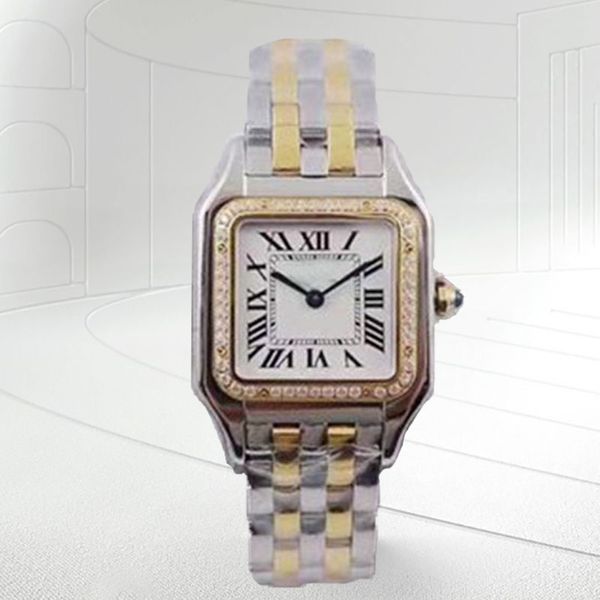 Diseñador de lujo para mujer Reloj para mujer Relojes de tanque cuadrado para mujer Movimiento de cuarzo Reloj rectangular de oro rosa con diamantes Reloj de pulsera elegante para mujer de acero inoxidable