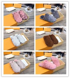 Diseñador de lujo para mujer Bom Dia Mulas planas PASEO Pool Pillow Comfort Mule Fur Mink Zapatillas con caja La mejor calidad