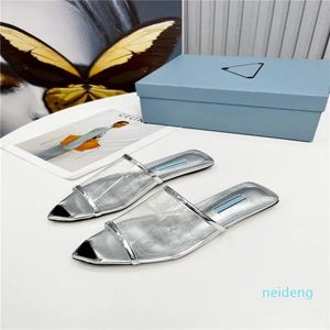 Designer luxe dames iconisch geëmailleerde metaalgeel metallic lederen binnenzool flip flop slipper met doos