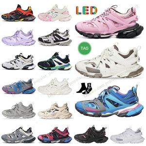 LED 3 Designer Luxe Femmes Hommes Casual Chaussures Balencaigas Track 3.0 LED Sneaker Tracks 2.0 4.0 Runner 7.0 Lighted Gomma Cuir Entraîneur Nylon Baskets Plateforme Entraîneur