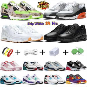 Chaussures de course Wolf Grey Camo Coussin d'air 90 Chaussures 90s Triple Blanc Noir Infrarouge Vert Glow Cool Gris Hyper Grape Laser Bleu Baskets d'extérieur pour hommes