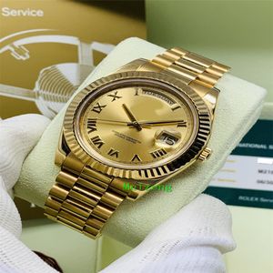 Montre-bracelet de luxe de créateur, flambant neuf, Date du jour II, 218238, 41MM, jaune, Champagne, chiffres romains, visage UMIK