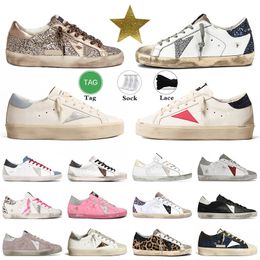 Diseñador Luxurys mocasines Golden informal de cuero Italia Dirty Old Shoe Marca de zapatillas doradas Mujeres Men Super-Star Star Gooss Entrenadores Classic Big Tamaño 12