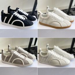 Designer Luxe Toteme Dames Casual Schoenen Lace Upchamois Leer Platte Sneakers Sneakers Loopschoenen De Training Lace Box