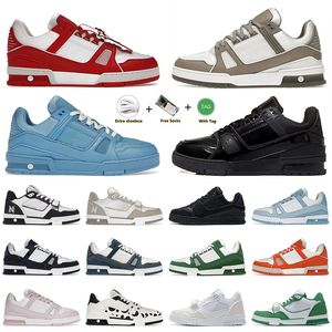 Designer Luxurys Virgil Trainer Chaussures décontractées Offes Hommes Femmes Blanc Vert Gris Crème Noir Blanc Violet Baskets Baskets Baskets En Cuir De Veau Abloh Overlays