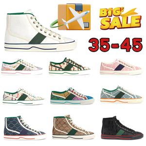 Designer Luxurys Woman Tennis Shoes 1977 Canvas Man Canvas Shoes Green en Red Web Stripe Rubber Sole Stretch Cotton Low