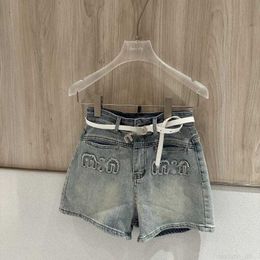 ontwerper M23 Lente Zomer Nieuwe Mode Eenvoudige Borduurletters Gewassen Oude Hoge Taille Denim Veelzijdige Shorts 7HSB