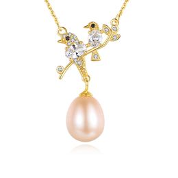 Collier pendentif perle S925 plaqué argent or 18 carats Micro ensemble Zircon oiseau collier mode européenne femmes Vintage collier chaîne de mariage bijoux cadeau SPC