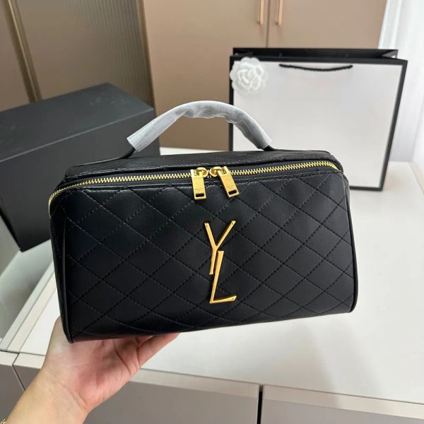 Bolsas de maquillaje de diseñador Bolsa de artículos de tocador Estuches de cosméticos de cuero dorado Bolsa de vestir de lujo para mujeres Bolsa de lavado para hombres Bolsas de viaje para mujeres Bolsos de embrague Caja de maquillaje