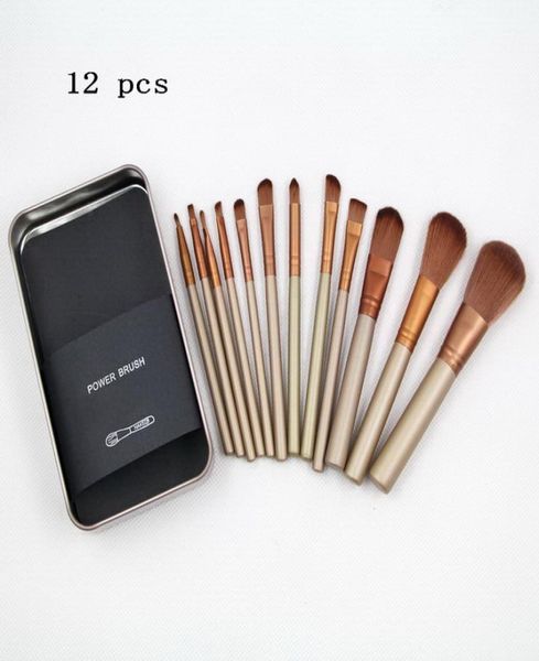 Brosse de maquillage de concepteur 12 PCS Brosse en poudre Gol Boîte en métal outils de maquillage professionnel 2212603