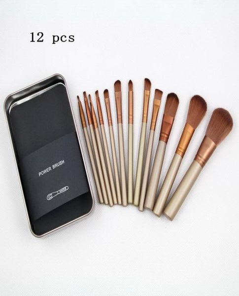 Brosse de maquillage de concepteur 12 PCS Brosse en poudre Gol Boîte en métal outils de maquillage professionnel6139811