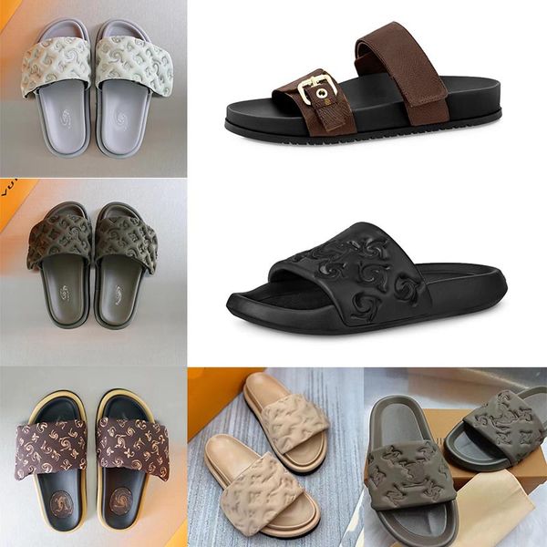 Designer Man Slipper Hommes Femmes Slide Designer Femmes Pantoufles Marque Slides Noir Sandales Plates Piscine Oreiller Mules Maison Chambre Plate-Forme Entraîneur Pantoufles Mocassins