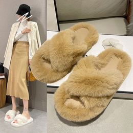 Designer Mao Mao Pantoufles pour vêtements d'extérieur pour femmes Nouvelle édition coréenne Instagram Chaussures à la mode pour l'automne et l'hiver Chaleur domestique Femmes Cotto o9aZ #