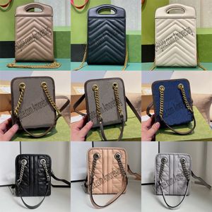 Designer Marmont Top Handle Mini Bag Lady Chevron Leather Antique Gold-Toned Hardware Fashion Women Crossbody Bags Luxury Classic