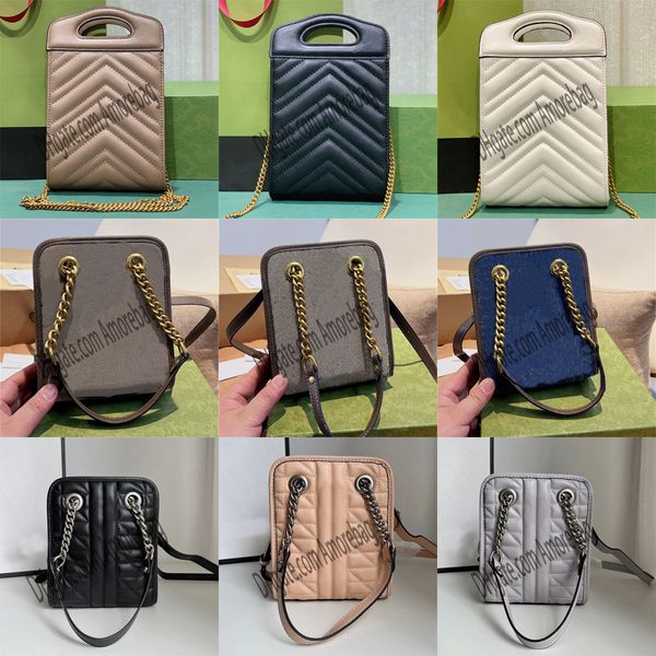 Diseñador Marmont asa superior mini bolso dama chevron cuero Antiguo dorado hardware moda Mujer Crossbody Bolsos Lujo Clásico