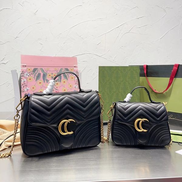 Diseñador Marmont Totes Bolsos Hombro Corazones de cuero real Hilo Bolso de moda Bolso de fin de semana para mujeres Cadenas Crossbody Messenger Monederos Monedero