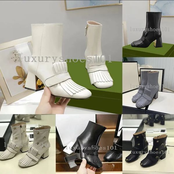 Designer Marmont dameslaarzen Designer platform enkellaars met franje snowboots laarsjes hoge hakken bijenlaars echt lederen winterschoenen