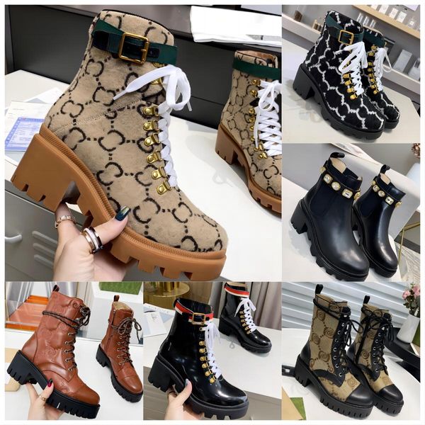 Designer Martin Bottes Matelasse Botte à lacets Brodée Bee Star Chunky Talon Luxueux Bottes courtes Hiver Cheville Desert Boot