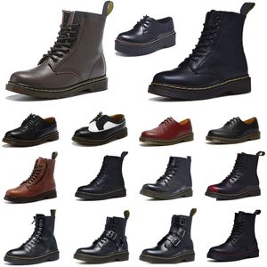 Met doos Martins 1460 Boots Men Dames Airwair Platform Ankle Martin Boot High Doc OG Jadon Glad Leather Nappa Woman Yellow Stitch Booties Loafers schoenen Sneakers