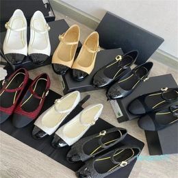 designer mary jane chaussures luxe rétro boucle chaussure femme bout rond filles dames plage banquet noir blanc chaussures de ballet plat 34-40