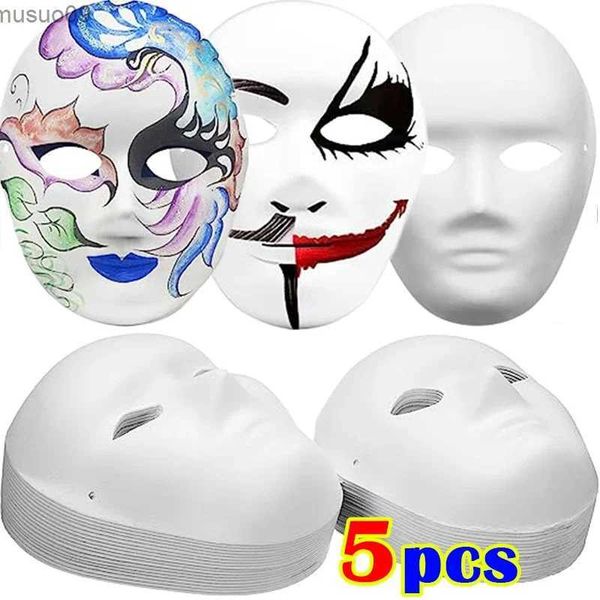 Máscaras de diseñador 1/5 piezas DIY Máscaras blancas de cara completa Disfraces de Halloween DIY Máscara de pintura de papel en blanco Danza Fantasma Cosplay Máscara Máscara de fiesta Hombres Wmen