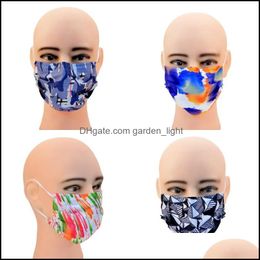 Designer maskers 17,5x9.5 cm ADT Face Mask 10pcs/pack Wegwerp Fashion Earoops beschermen 3 lagen camouflage 50 modellen Drop leveren Dhxrv