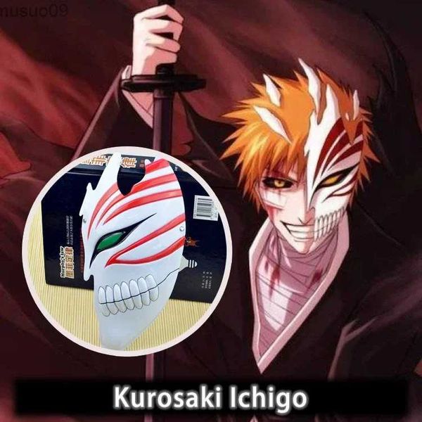 Máscaras de diseño 19 x 27 cm Anime BLEACH Half Facecover Kurosaki Ichigo Máscaras Disfraces de cosplay de plástico Accesorios Accesorios para Halloween Realizar