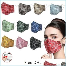 Designermaskers Adt bedrukt katoenen masker Pm2 5 stofdichte ademende maskers Antismog wasbaar bloemengezicht monddruppel levering thuisgarde Dhu49