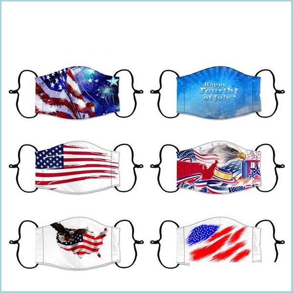 Designer Masques Amérique Jour de l'Indépendance Masque Visage Drapeau National Enfants Adt Mascarilla Respirateurs Réglable Antipoussière Drop Delivery 20 Dhofl