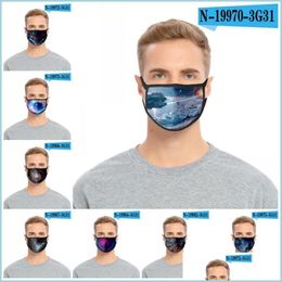 Masques de créateurs Anti Haze Tissu Masque réutilisable Mascarilla Lavable Respirateur Science Fiction Impression Soie glacée Traviolet Preuve 2 Dhzmp