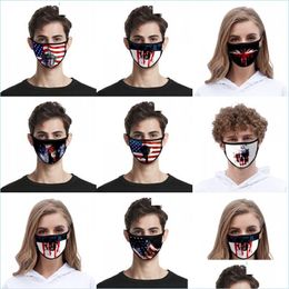 Designer Masques Noir Masques Visage Amérique Drapeaux Aigle Animaux Masque Respirateur Homme Mascarilla Jeunesse Tissu Mode Lavable Été 2 2Zj Dhobq