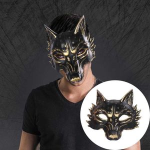 Designer Maskers Zwart Goud Wolf Masker Voor Halloween Party Maskerade Half Masker Hoofddeksels Cosplay Kostuum Accessoires Party Rollenspel Props