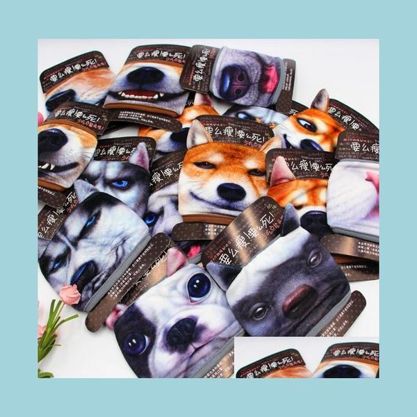 Máscaras de diseño Cachorro de dibujos animados Mascota Perro Husky Expresión Mascarilla de algodón Er Adt Adolescente con aberturas para las orejas Lavable Reutilizable Disfraces Parte Dhodh