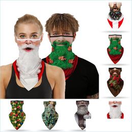 Designer maskers kerstgezicht sjaal santa claus print naadloos oorhook sport nek buis wandel sjaals rijden er drop del packing2010 dhs5z