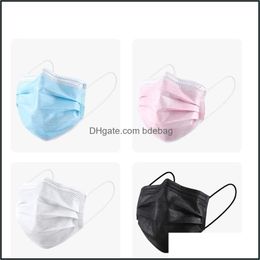 Designer maskers Wegwerp gezicht maskers ADT Kids Colorf Masker 3 Laag Balck Dust Mond ER 3ply niet -geweven Chilidren 19 Drop Delivery Home DHA5T