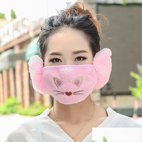 Masques de créateurs Respirateurs durables Earloop Modèle d'ours Anti-poussière et salive de sable éclaboussures en peluche Masque facial respirant Mout Dhtfu