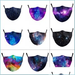 Designer Masques Mode Starry Sky Imprimer Masque Galaxy Adt Tissu Lavable Mouthmuffle Réutilisable 72 G2 Drop Delivery 2022 Home Gard Dhrkv