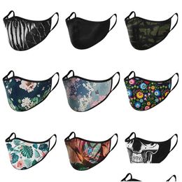 Designer maskers Bloemvogels mascherine skl plant stof beschermen zwart aangepast gezichtsmasker herbruikbare masker wasbare mode ADT kinderen 4 dhxxs