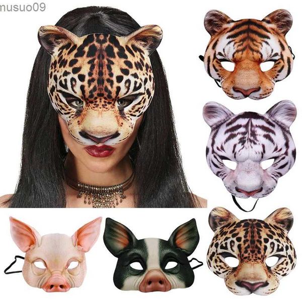 Masques de créateurs Masque d'animal drôle Réaliste Tigre Cochon Demi-Masques Halloween Cosplay Party Mascarade Masques Carnaval Déguisement Costume Props