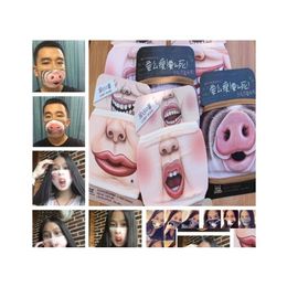 Designer maskers grappige mondmasker schattig anti -stof tanden katoen cartoon gezicht emotioning masker wasbare herbruikbare druppel levering huis gard dhcqg