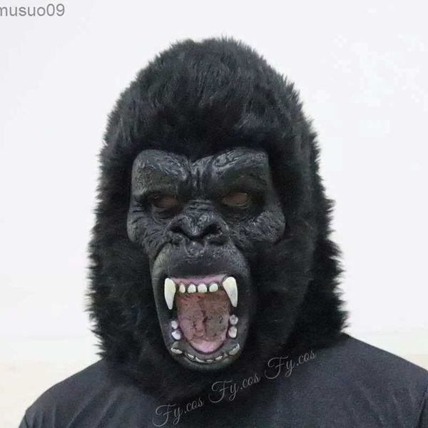 Masques de créateurs Masque de gorille avec chimpanzé réaliste Halloween Cosplay Jungle Black Ape Funny Horreur Adulte Full Face Latex Costume