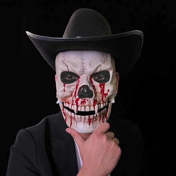 Máscaras de diseño Halloween en movimiento Boca móvil Máscara de calavera Cosplay Horror Esqueleto sangriento Asesino Demonio Casco de plástico Casa embrujada Accesorios para fiestas