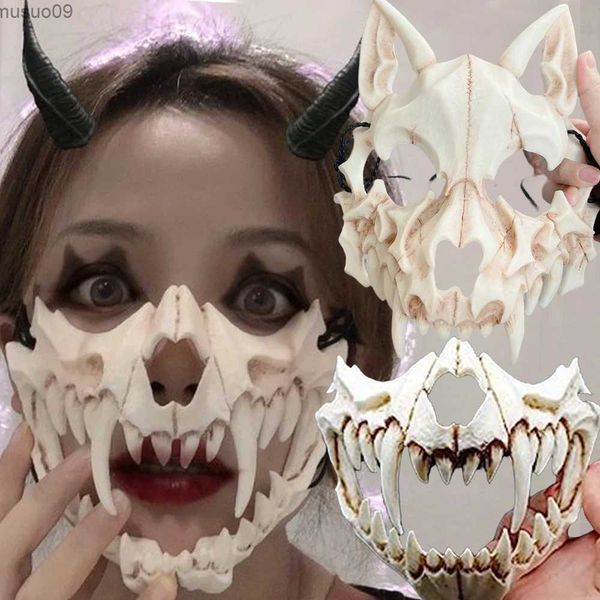 Masques de créateurs Halloween Crâne Masque Anime Dragon Dieu Squelette Demi-visage Masques Crâne Os Masque Cosplay Danse Costume De Bal Accessoires