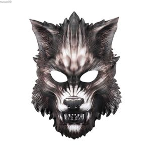 Masques de créateurs Halloween Masque de loup Demi-visage EVA Loup-garou Effrayant pour les accessoires de fête Costume de thème de film Carnaval