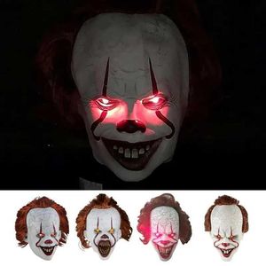 Masques de créateurs Masque de clown d'horreur Couvre-chef LED Light Up réglable Halloween Masque facial Cosplay Halloween GrimaceCarnival Party Props