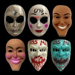 Ontwerper Maskers Hot Nieuw The Purge Mask God Cross Scary Halloween Maskers Cosplay Party Prop Collection Volledige gezicht hars Griezelige Horrorfilm Masque